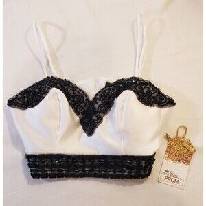 TLC Say YES To The PROM Black & White Prom Dress Top - Size 1/2-XS